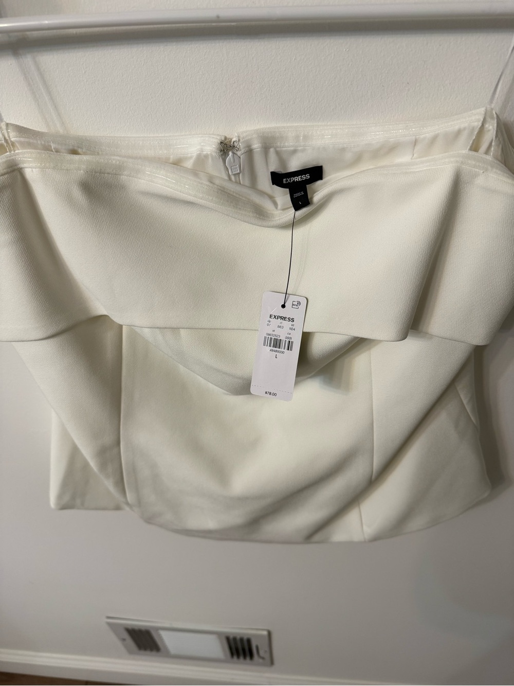 Express Off-White Strapless Fold-Over Top